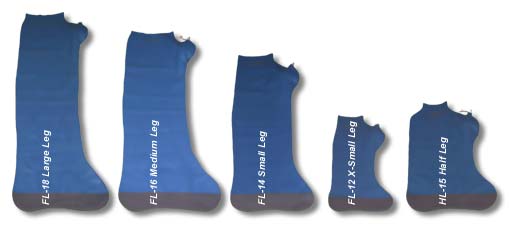 Leg Cast Covers in Sizes X-Small to Large and Half Leg